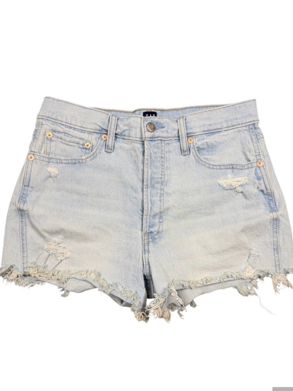 GAP Light Blue Distressed Frayed Hem Cutoff Denim Jean Shorts Womens Size Casual